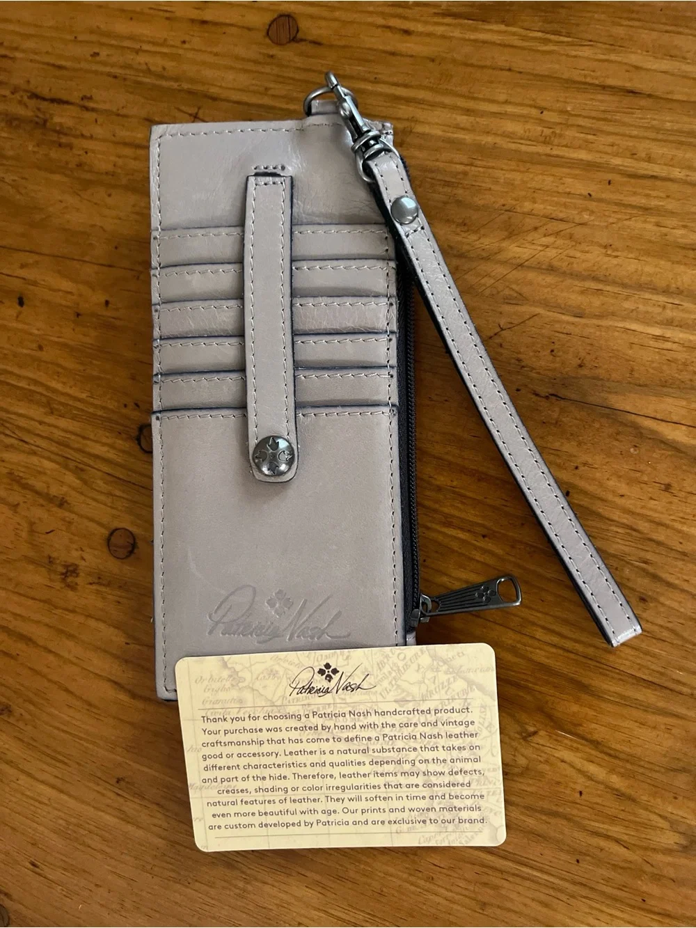 Patricia Nash Leather Alanna Card Wallet Wristlet in Stone